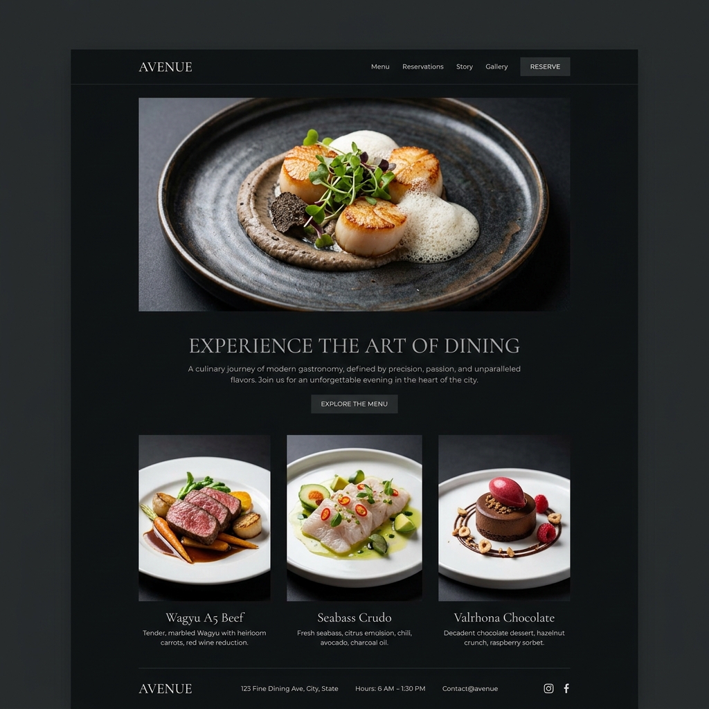 Restaurant website preview